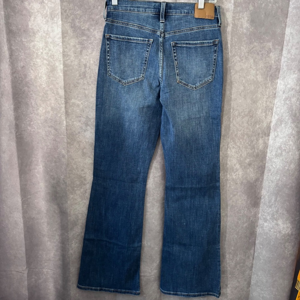 NWT Aeropostale Medium Wash Blue Denim High Rise Flare 5 Pocket Jeans Womens 6 - Picture 6 of 11